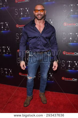 LAS VEGAS - APR 02:  Dave Bautista arrives for the CinemaCon 2019 - STXfilms presentation 