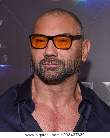 LAS VEGAS - APR 02:  Dave Bautista arrives for the CinemaCon 2019 - STXfilms presentation 