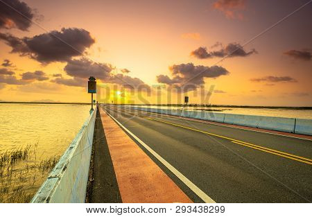 Bridge Across The Swamp And The Lagoon. Pattalung, Southern Thailand.