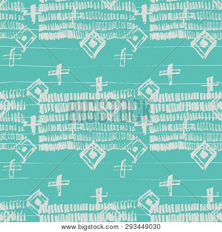 Tie Dye Japanese Geometric Winter Seamless Pattern. Boho Tie Dye Asian Batik. Scribble Cartoon Doodl