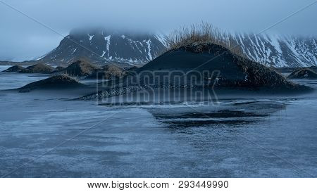 Mystic Landscape Of Stokksnes Close To Höfn On At Dusk, Iceland, Europe