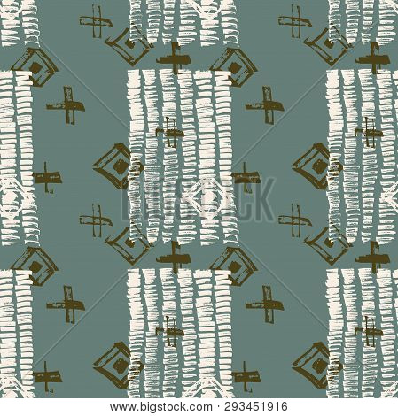 Tie Dye Japanese Geometric Shibori Seamless Pattern. Boho Tie Dye Vector Batik. Scribble Cartoon Doo