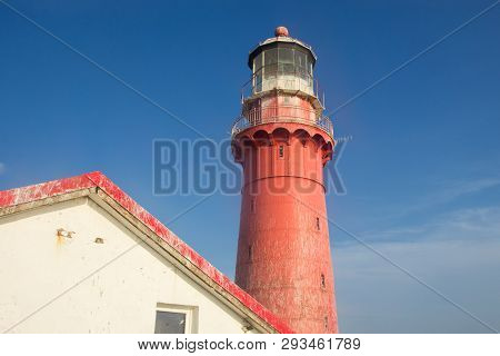 The Kolka Lighthouse Is On An Artificial Island In Six Kilometres From Kolkasrags.