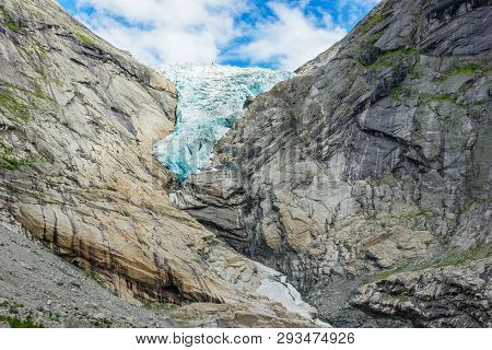 View From Glacier Briksdalsbreen One Of The Most Accessible And Best Known Arms Of Jostedalsbreen Gl