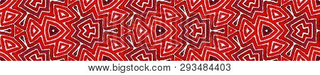 Wine Red Seamless Border Scroll. Geometric Watercolor Frame. Appealing Seamless Pattern. Medallion R