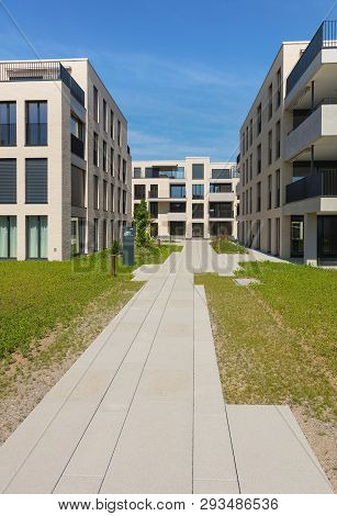 Bremgarten, Switzerland - June 16, 2018: New Residential Buildings Along Augraben Street In Bremgart