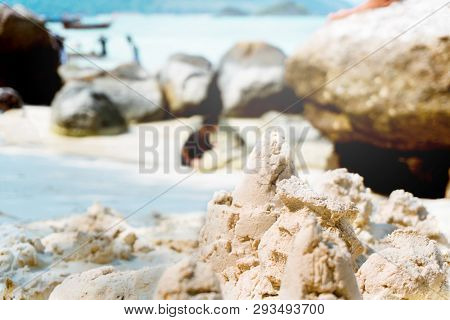 Sandcastle Summer On Beach Travel Sea Concept