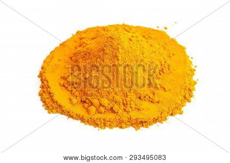 Turmeric Powder (curcuma) On White Background. Herbal