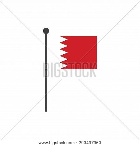 Bahrain Flag With Pole Icon Vector Isolated On White Background