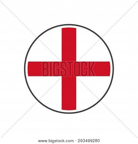 Circle England Flag With Icon Vector Isolated On White Background