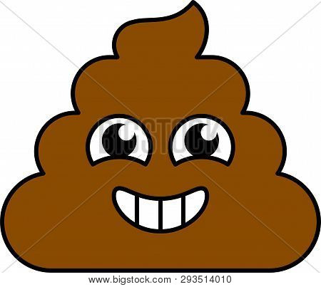 Smiley, Excited Shit Emoji Vector Illustration. Agitated Turd Emoticon, Happy Social Media Sticker
