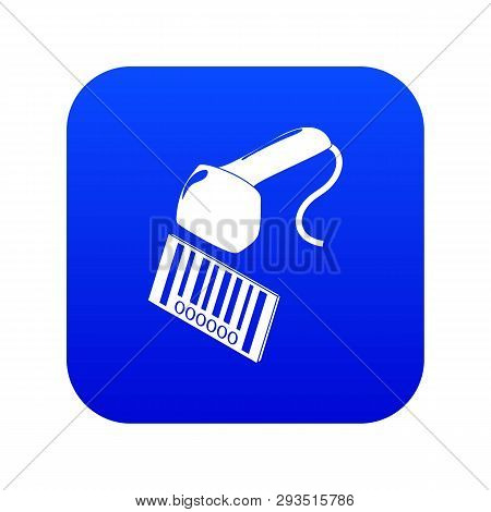 Market Code Scanner Icon Blue Vector Isolated On White Background