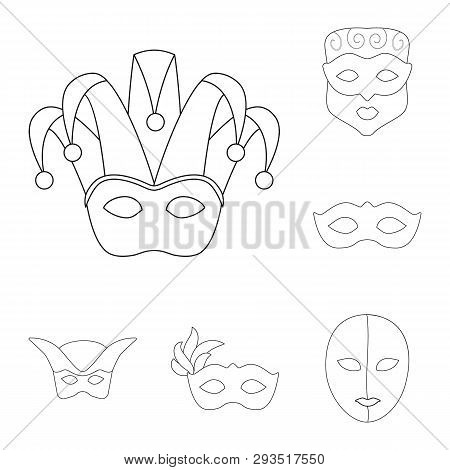 Vector Illustration Of Masquerade  And Mystery Logo. Set Of Masquerade  And Festival Vector Icon For