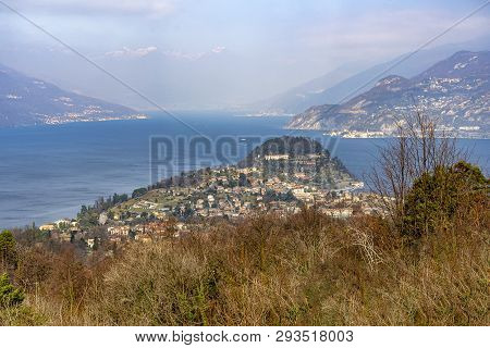 The Como Lake Seen From The Madonna Del Ghisallo, Lecco, Lombardy, Italy, At Winter (february)