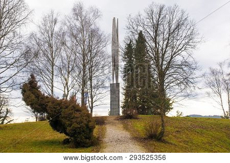 Zuzemberk, Slovenia - December 29th 2018. A Yugoslavia Era Communist Second World War Memorial In Zu