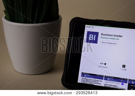 Bekasi, West Java, Indonesia. April 5, 2019 : Business Insider Dev Application On Smartphone Screen.