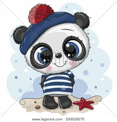 Cute Baby Cartoon Panda In Sailor Costume