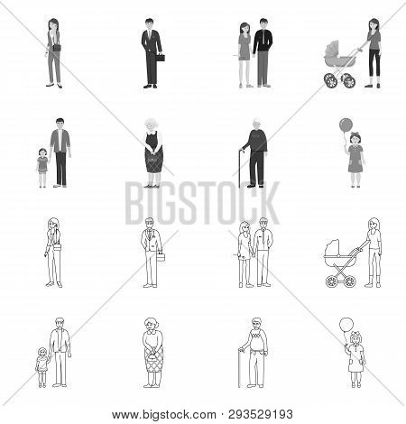 Vector Design Of Character And Avatar  Sign. Collection Of Character And Portrait Stock Vector Illus