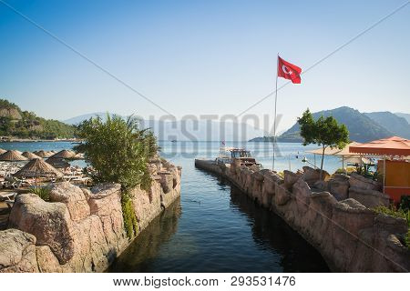 Icmeler Embankment, Turkey. Summer In The Mediterranean