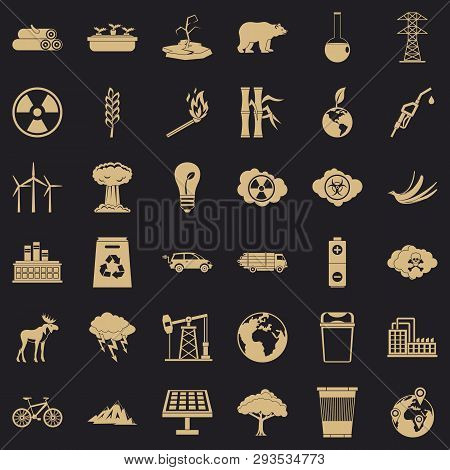 Ecology Icons Set. Simple Style Of 36 Ecology Vector Icons For Web For Any Design