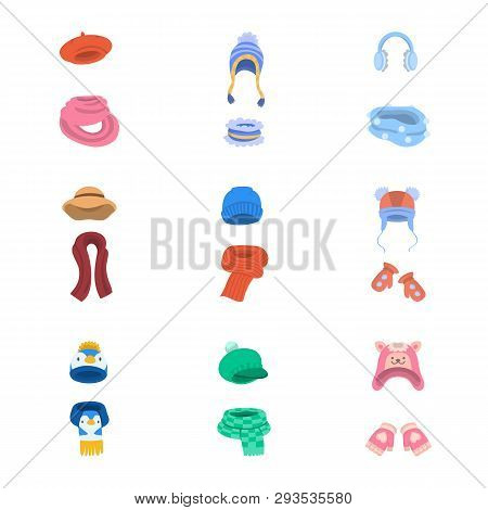 Vector Design Of Headwear  And Fashion  Symbol. Set Of Headwear  And Cold Stock Vector Illustration.
