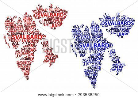 Sketch Svalbard Letter Text Map, Svalbard (kingdom Of Norway,  Norwegian Archipelago) - In The Shape