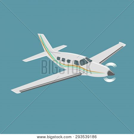 Small Plane Vector Illustration. Single Engine Propelled Aircraft. Air Tours Wehicle