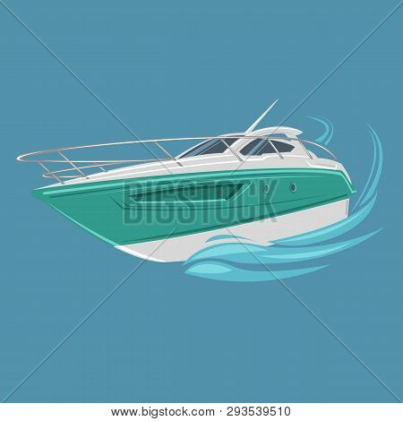 Small Yacht Isolated Illustration. Luxury Boat Vector.