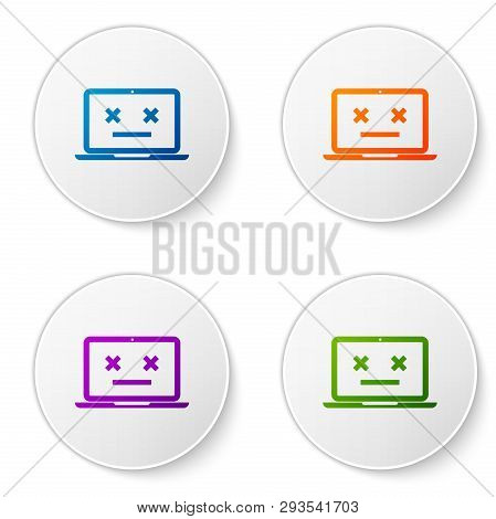 Color Dead Laptop Icon Isolated On White Background. 404 Error Like Laptop With Dead Emoji. Fatal Er