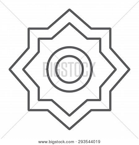 Rub El Hizb Thin Line Icon, Arabian And Symbol, Arabic Star Sign, Vector Graphics, A Linear Pattern 
