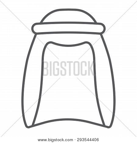 Keffiyeh Thin Line Icon, Arabic And Clothes, Arab Wear Sign, Vector Graphics, A Linear Pattern On A 