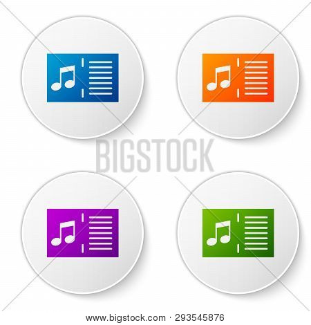 Color Music Book With Note Icon Isolated On White Background. Music Sheet With Note Stave. Notebook 