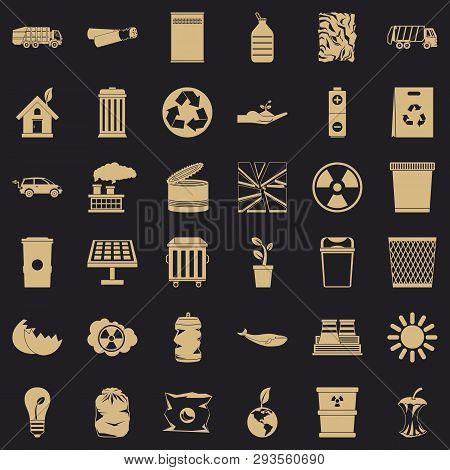 Save Ecology Icons Set. Simple Style Of 36 Save Ecology Vector Icons For Web For Any Design