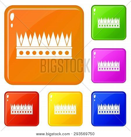 Regal Crown Icons Set Collection Vector 6 Color Isolated On White Background