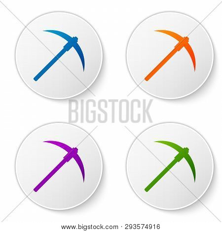 Color Pickaxe Icon Isolated On White Background. Blockchain Technology, Cryptocurrency Mining, Bitco