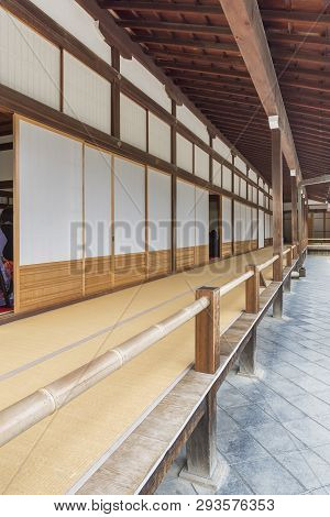 Corridor Of Traditional Japanese Building In Kyoto