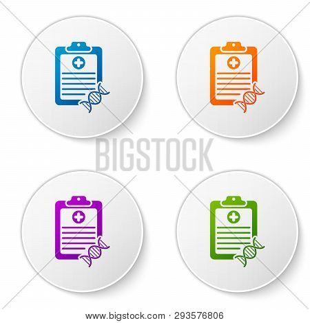 Color Clipboard With Dna Analysis Icon Isolated On White Background. Genetic Engineering, Genetics T