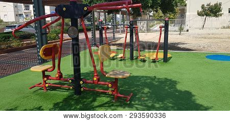 Metal Sports Equipment In Outdoor Gym At City Park