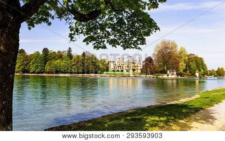 Schadau Castle At Thun Lakeside In Bern Switzerland