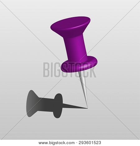 Push Pin Color Button With Shadow On Gray Background