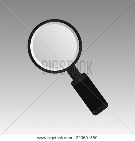Magnifier With Black Handle On Gray Background