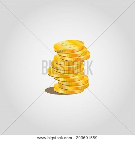 Mountain Of Gold Coins With A Shadow