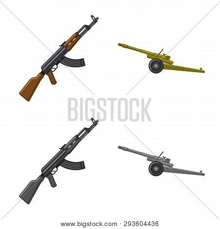 Isolated Object Of Weapon And Gun Sign. Collection Of Weapon And Army Vector Icon For Stock.