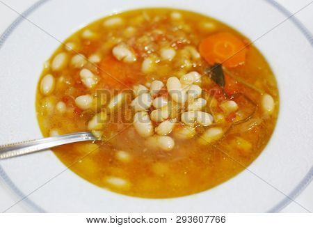 Hot Soup With Beans - The National Greek Food Called Fasolada - Traditional Greek Cuisine