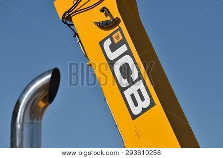 Kaunas, Lithuania - April 04: Jcb Heavy Duty Equipment Vehicle And Logo In Kaunas On April 04, 2019.