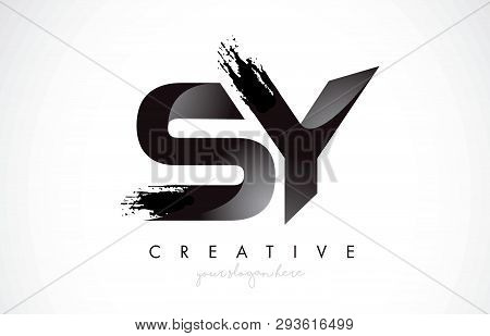 Sy Letter Design With Brush Stroke And Modern 3d Look Vector Illustration.