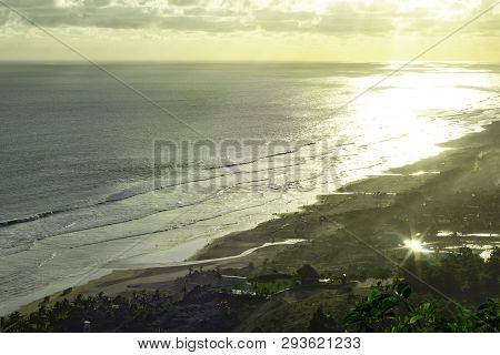 Paragliding Hill Watugupit At Yogyakarta, Beautiful Sunshine From The Hill, Parangtritis Beach Aeria