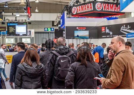 Hannover , Germany - April 02 2019 : Yamaha Is Presenting Their Newest Innovations At The Hannover M