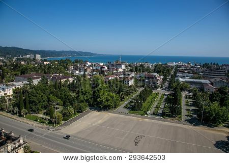 Aerial Panoramic View Of Resort Town Sukhum.