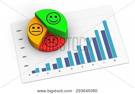 Marketing Analytics Concept Of A Growing Business Graph And Pie Chart With Positive Customer Experie